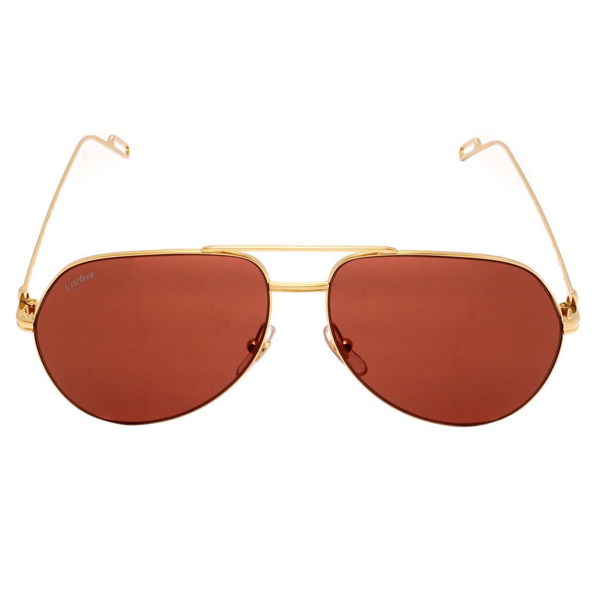 Cartier Aviator Sunglasses Gold Frame Burgundy Lenses 60-14 Ct0110s 009 New